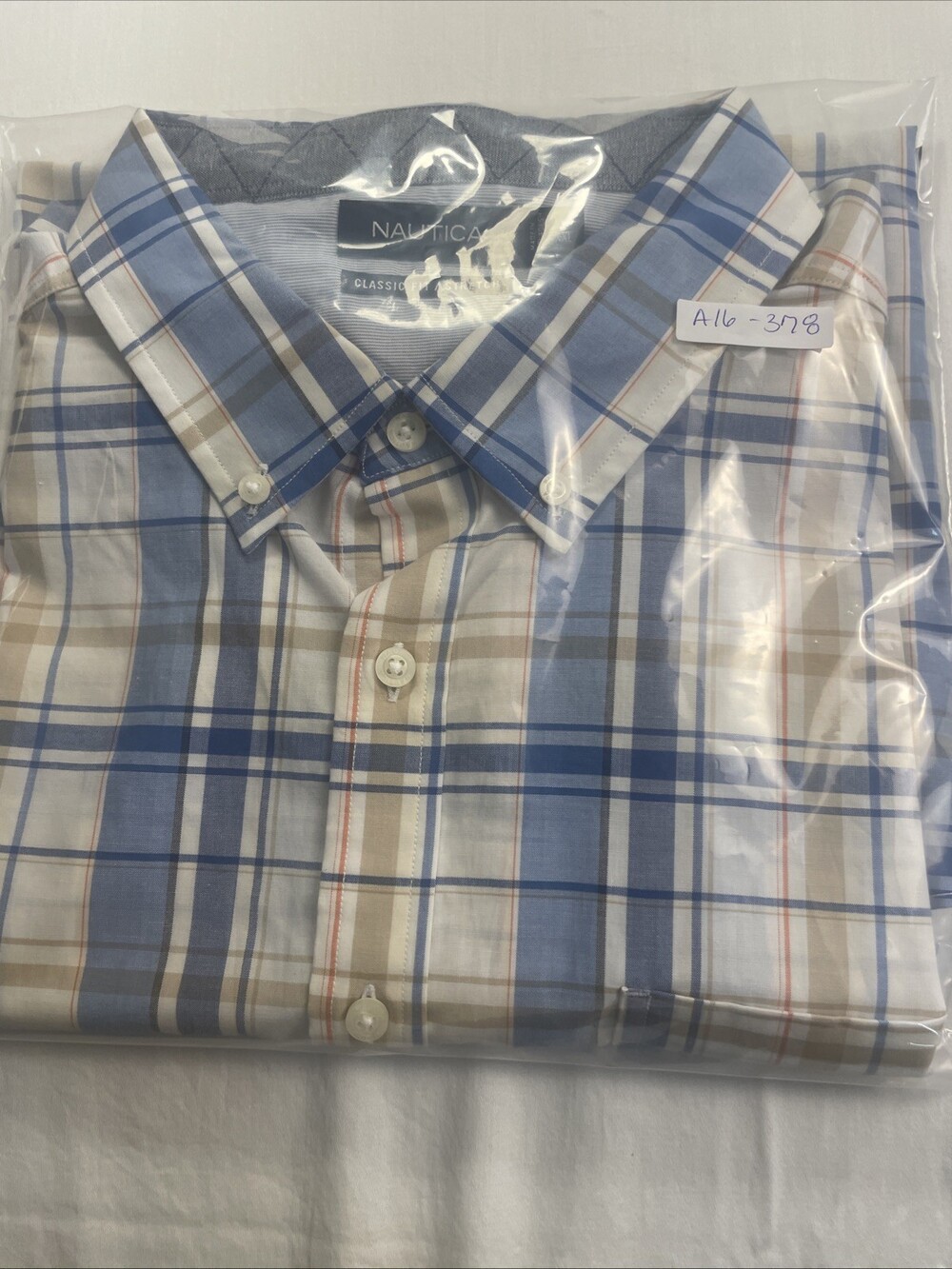 Nautica Mens XXL Classic Fit Short Sleeve Button Down Striped Cotton Shirt - Picture 6 of 6